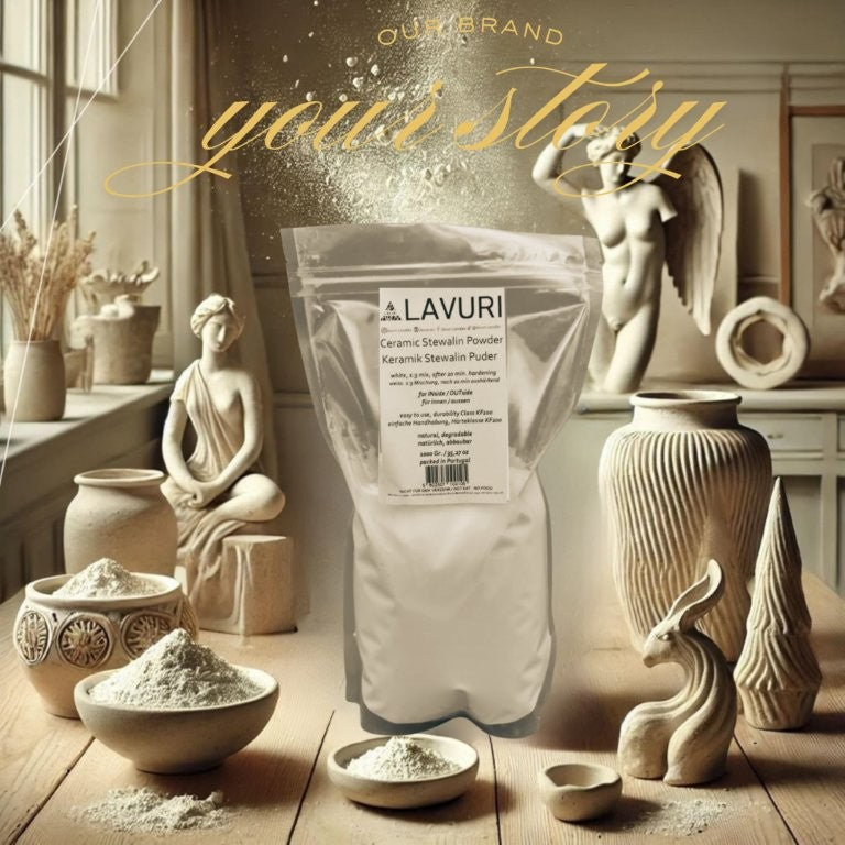 LAVURI® Keramik Stewalin Pulver, Figuren- und Reliefgiessmasse, ausgehärteten Gegenstände weisen eine porzellanähnliche, glatte Oberfläche auf und lassen sich kinderleicht bemalen
