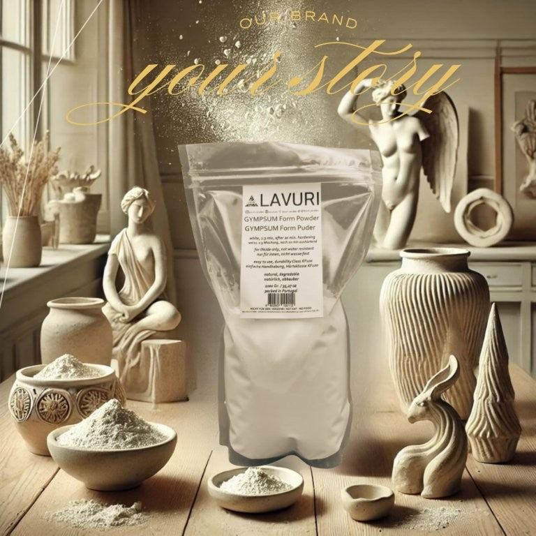 LAVURI® GYMSUM Giesspulver, Figuren- und Reliefgiessmasse, ausgehärteten Gegenstände weisen eine betonartige, matte Oberfläche auf und lassen sich kinderleicht bemalen