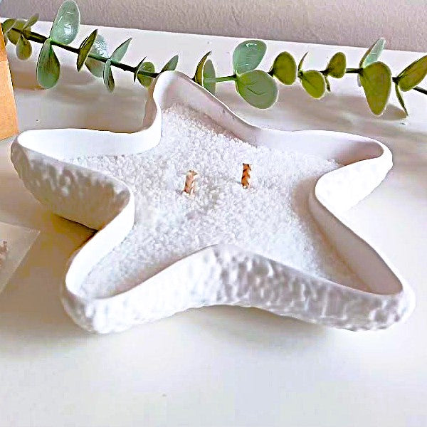 LAVURI® StarFish - dekorative Schale als Kerze, für Kerzensand, pearled Wax, Schmuck oder Schalenfrüchte, exklusives weiss, Deco Tray