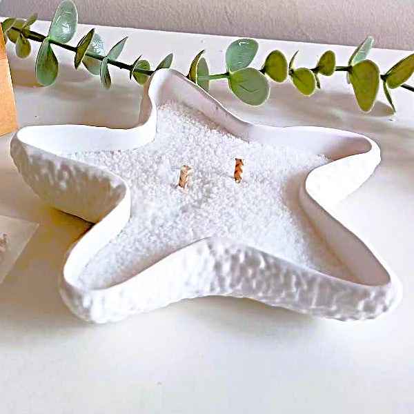 LAVURI® StarFish - decoratieve schaalkaars voor kaarsenzand, parelwas, sieraden of noten, exclusief wit, decoratief dienblad