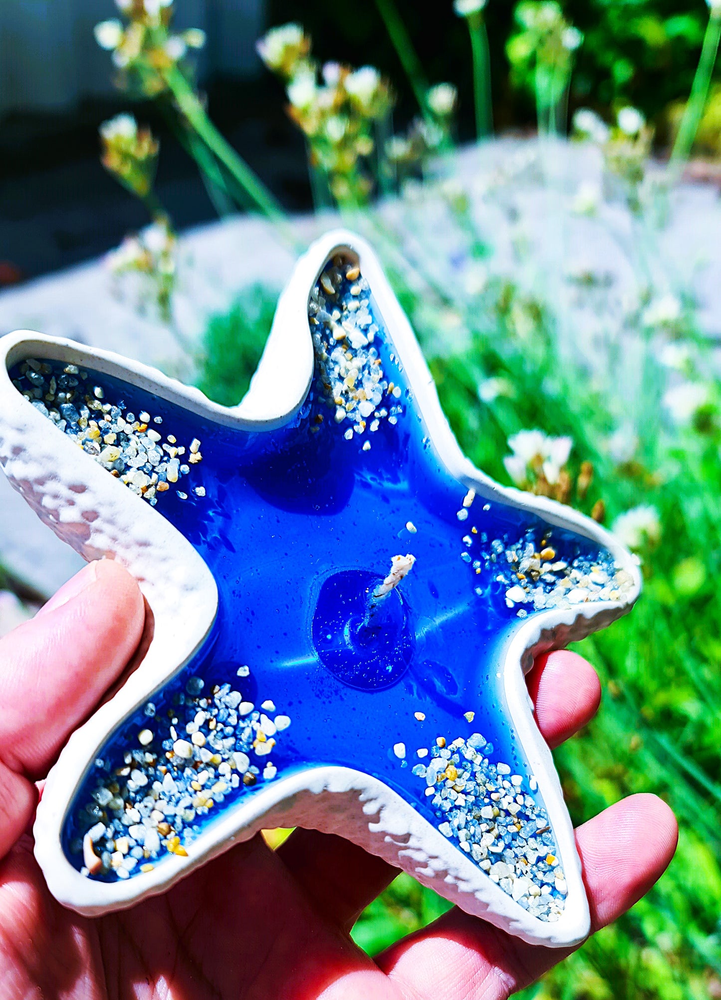 LAVURI® StarFish - dekorative Schale als Kerze, für Kerzensand, pearled Wax, Schmuck oder Schalenfrüchte, exklusives weiss, Deco Tray
