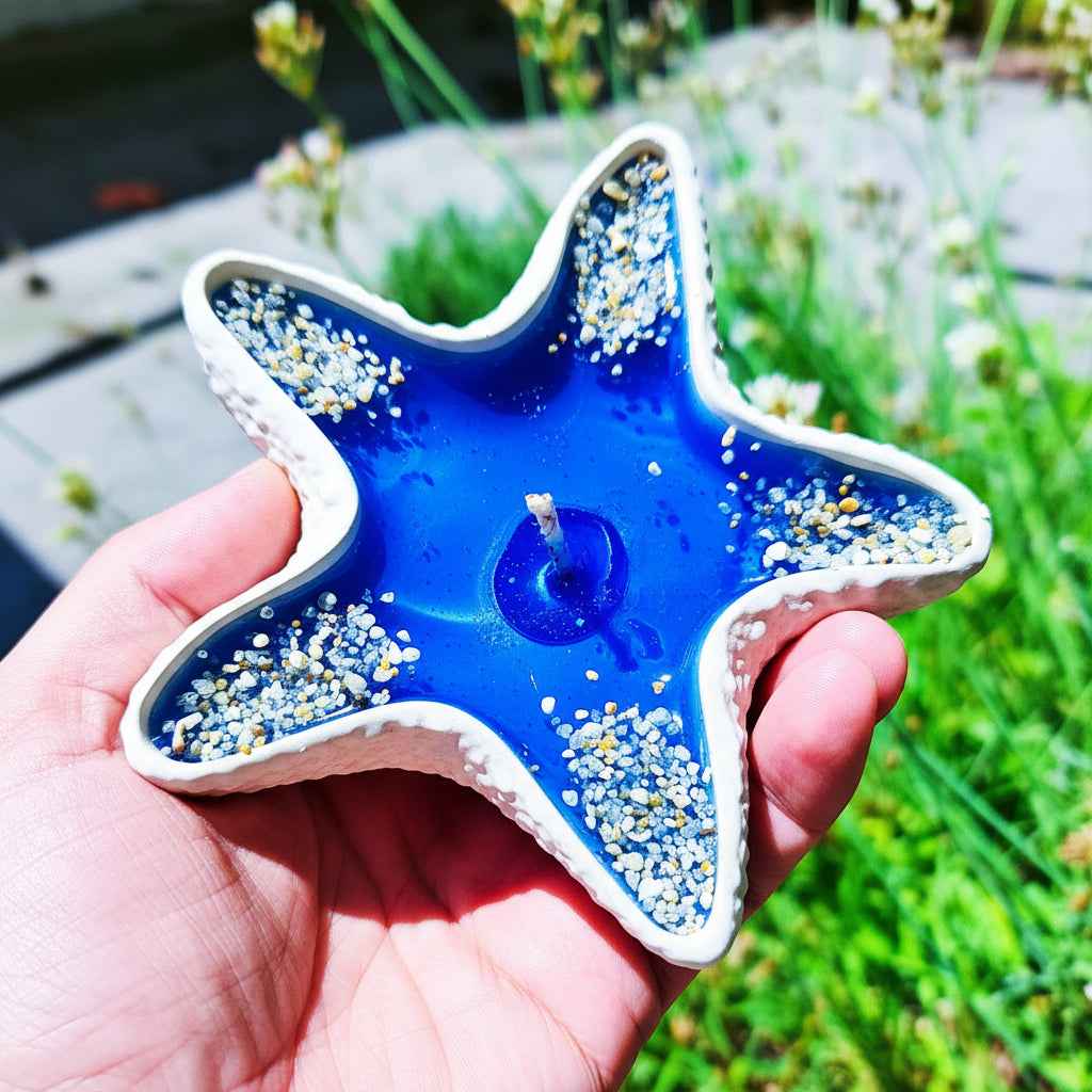 LAVURI® StarFish - decoratieve schaalkaars voor kaarsenzand, parelwas, sieraden of noten, exclusief wit, decoratief dienblad