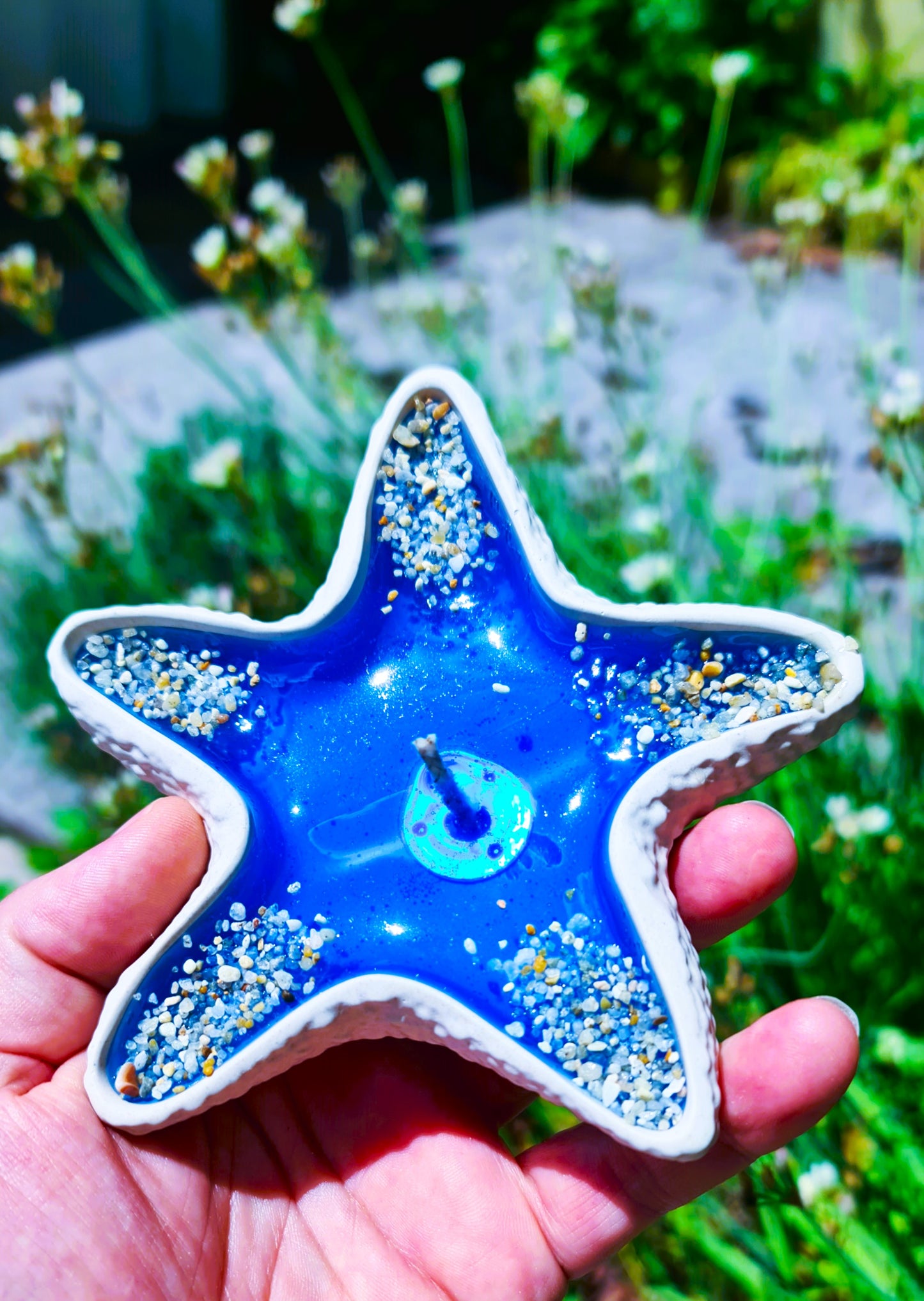 LAVURI® StarFish - dekorative Schale als Kerze, für Kerzensand, pearled Wax, Schmuck oder Schalenfrüchte, exklusives weiss, Deco Tray