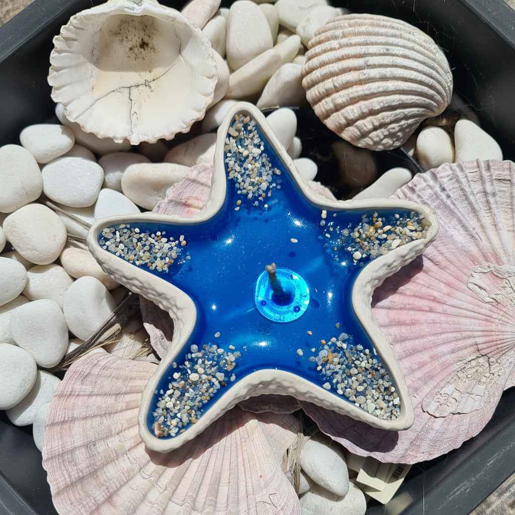 LAVURI® StarFish - decoratieve schaalkaars voor kaarsenzand, parelwas, sieraden of noten, exclusief wit, decoratief dienblad
