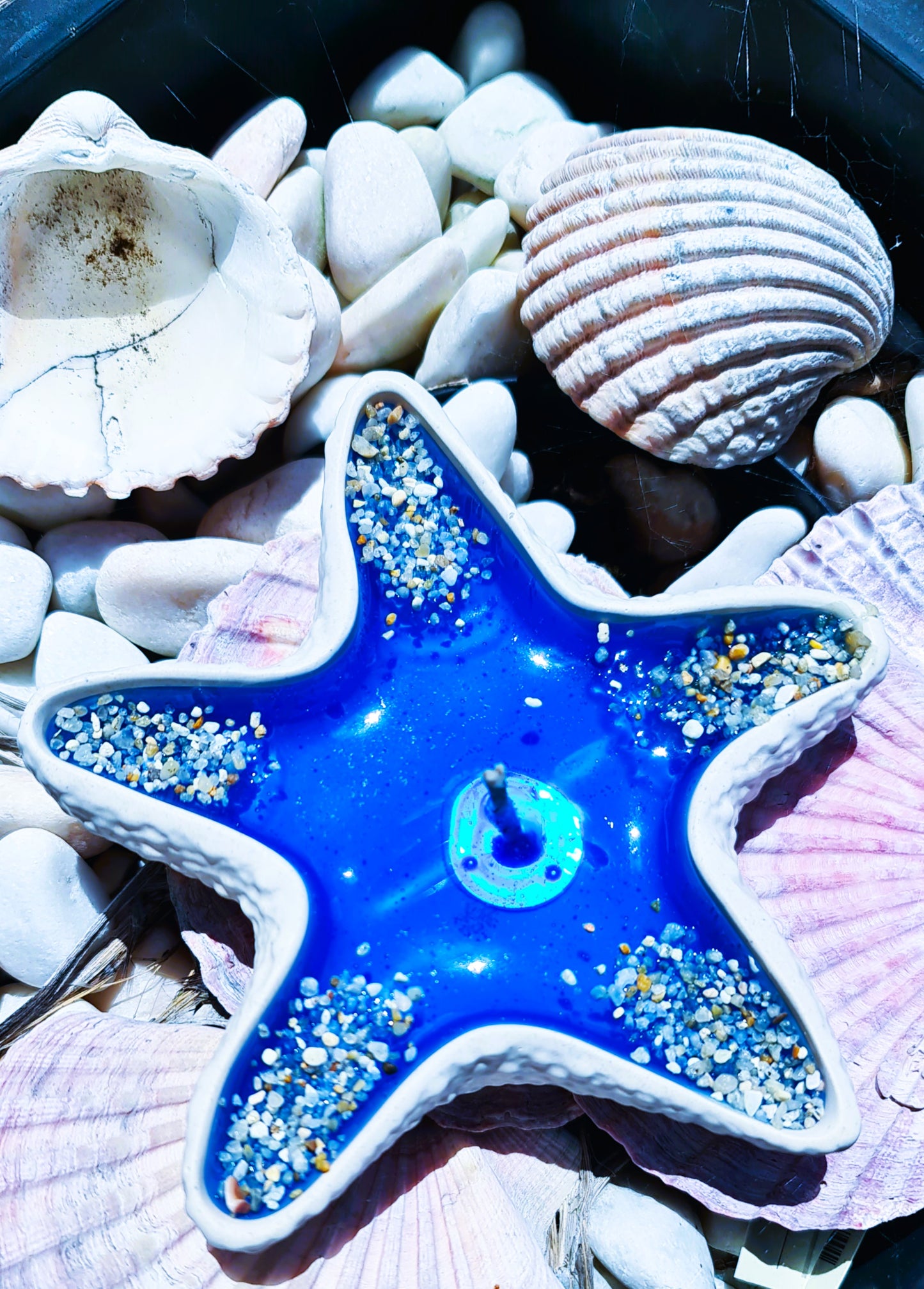 LAVURI® StarFish - dekorative Schale als Kerze, für Kerzensand, pearled Wax, Schmuck oder Schalenfrüchte, exklusives weiss, Deco Tray