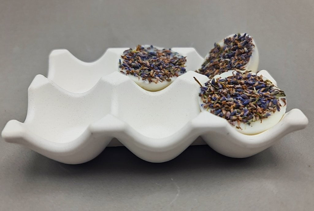 LAVURI® EGGY Tray 6er EIER Schale Dekoration Deco für Eier, Muffin, Wax- Melts, Aufbewahrung von Kosmetik Schwämmen, weiss