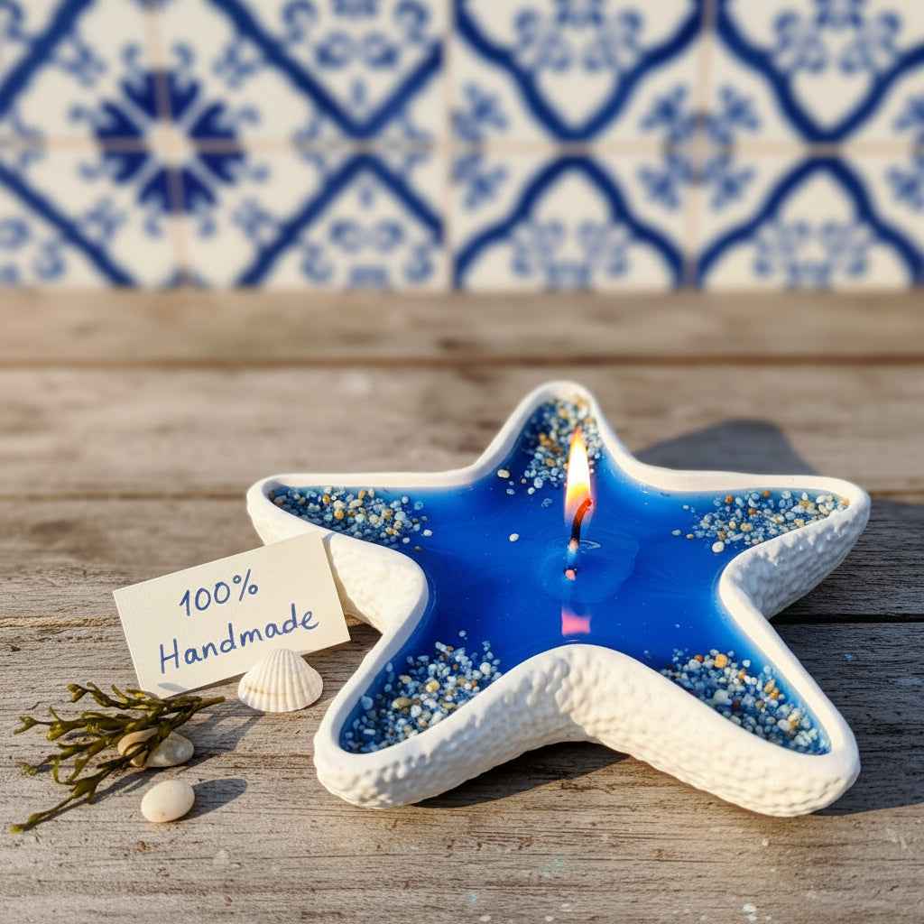 LAVURI® StarFish - decoratieve schaalkaars voor kaarsenzand, parelwas, sieraden of noten, exclusief wit, decoratief dienblad