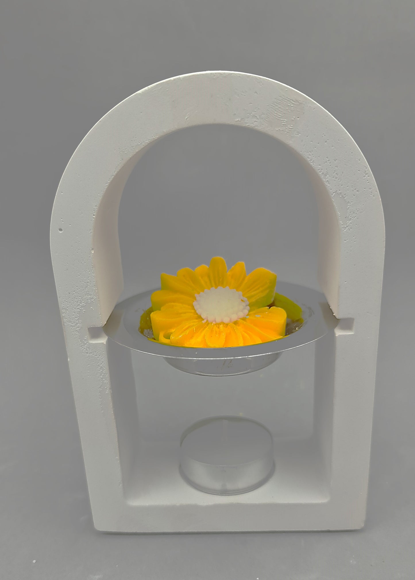 LAVURI® ARCH Wax melter made of cast ceramic, tealight holder + white + metal pot