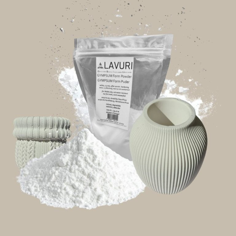 LAVURI® GYMSUM Giesspulver, Figuren- und Reliefgiessmasse, ausgehärteten Gegenstände weisen eine betonartige, matte Oberfläche auf und lassen sich kinderleicht bemalen