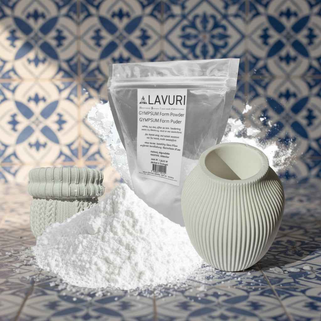 LAVURI® alabaststøbemasse til gipsfigurer og relieffer; hærdede genstande har en mat, betonlignende overflade og kan nemt males