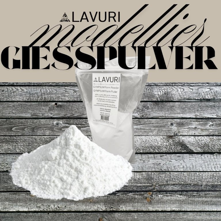 LAVURI® GYMSUM Giesspulver, Figuren- und Reliefgiessmasse, ausgehärteten Gegenstände weisen eine betonartige, matte Oberfläche auf und lassen sich kinderleicht bemalen
