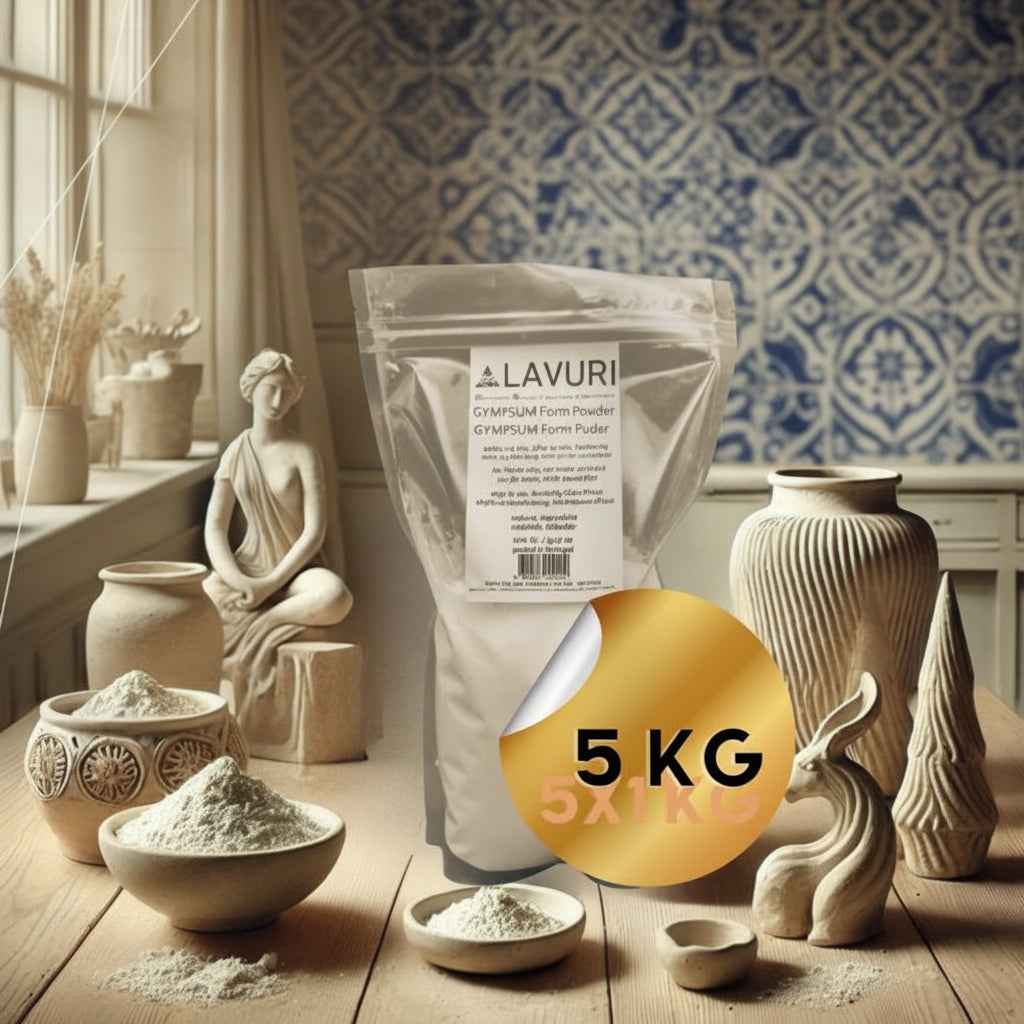 LAVURI® alabaststøbemasse til gipsfigurer og relieffer; hærdede genstande har en mat, betonlignende overflade og kan nemt males