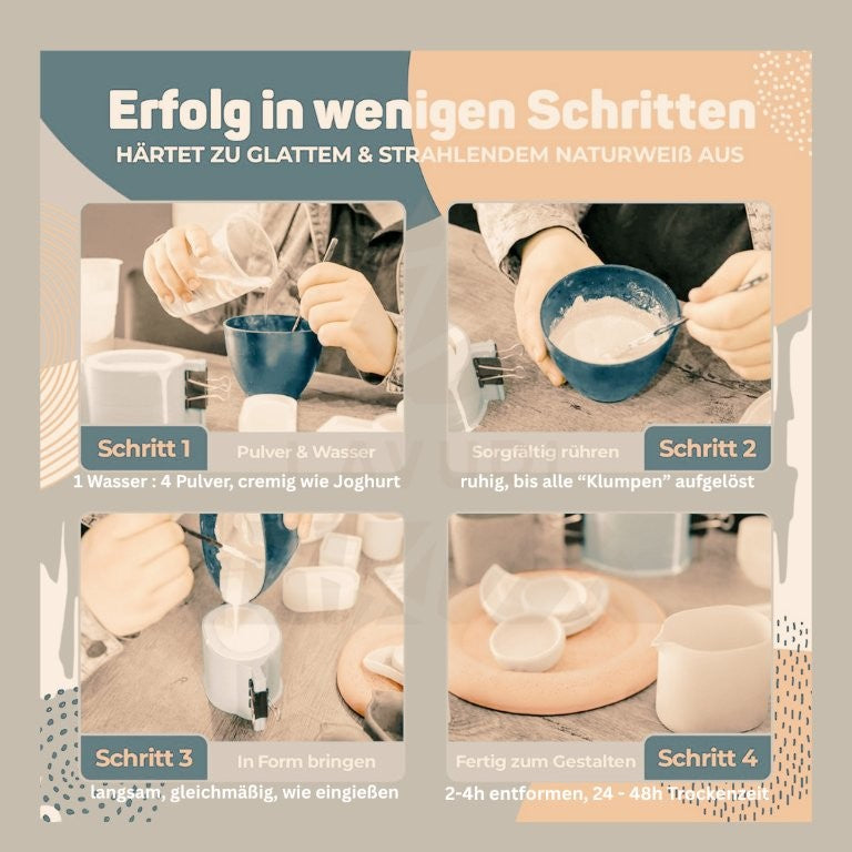 LAVURI® GYMSUM Giesspulver, Figuren- und Reliefgiessmasse, ausgehärteten Gegenstände weisen eine betonartige, matte Oberfläche auf und lassen sich kinderleicht bemalen