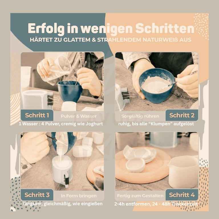 LAVURI® Stewalin Ceramic Powder, a casting compound for figures and reliefs, produces hardened objects with a smooth, porcelain-like surface that are easy to paint.