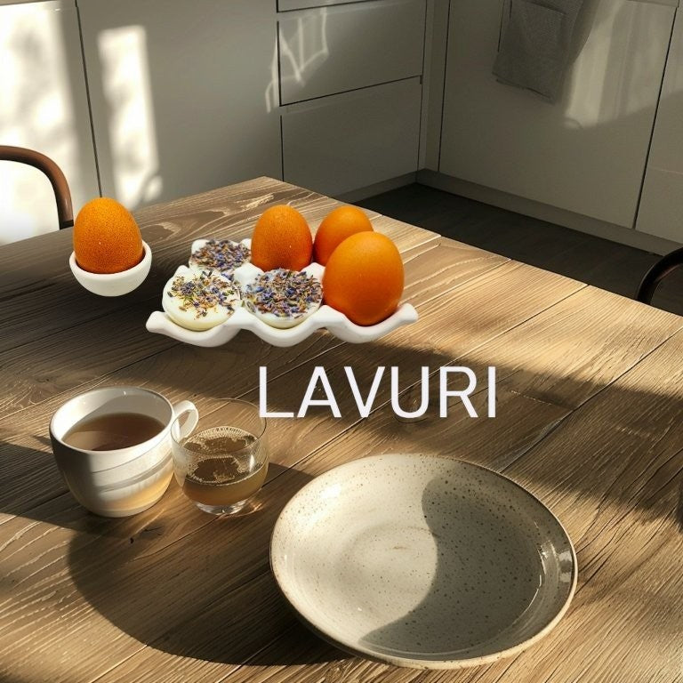 LAVURI® EGGY Tray 6er EIER Schale Dekoration Deco für Eier, Muffin, Wax- Melts, Aufbewahrung von Kosmetik Schwämmen, weiss