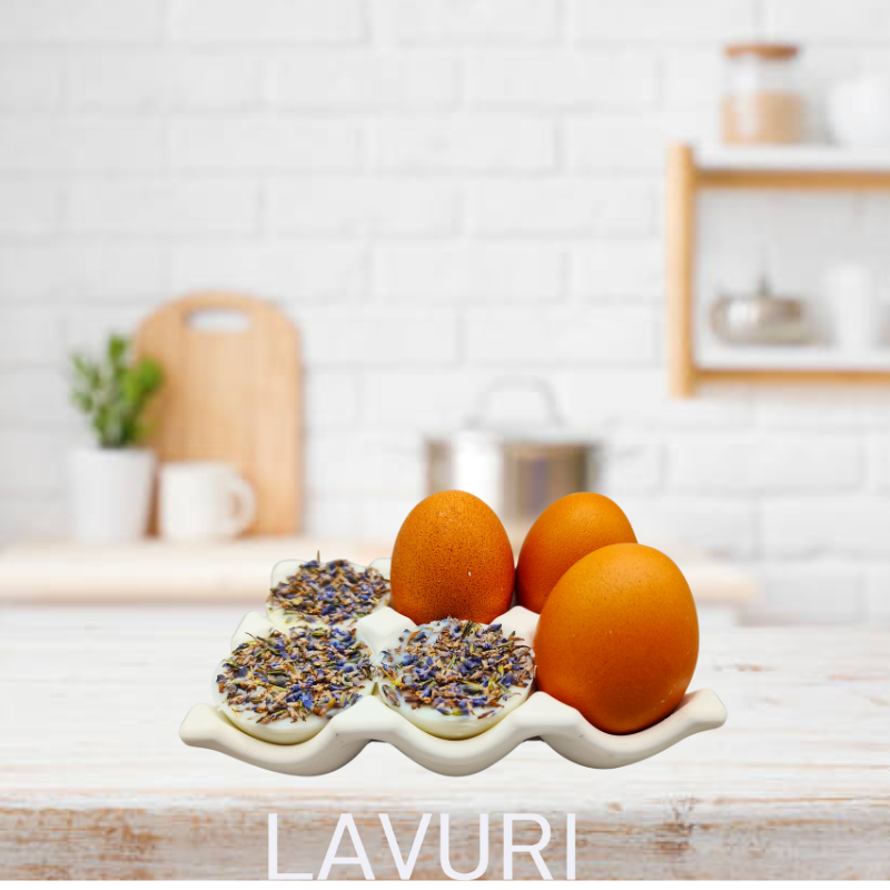 LAVURI® EGGY Tray 6er EIER Schale Dekoration Deco für Eier, Muffin, Wax- Melts, Aufbewahrung von Kosmetik Schwämmen, weiss