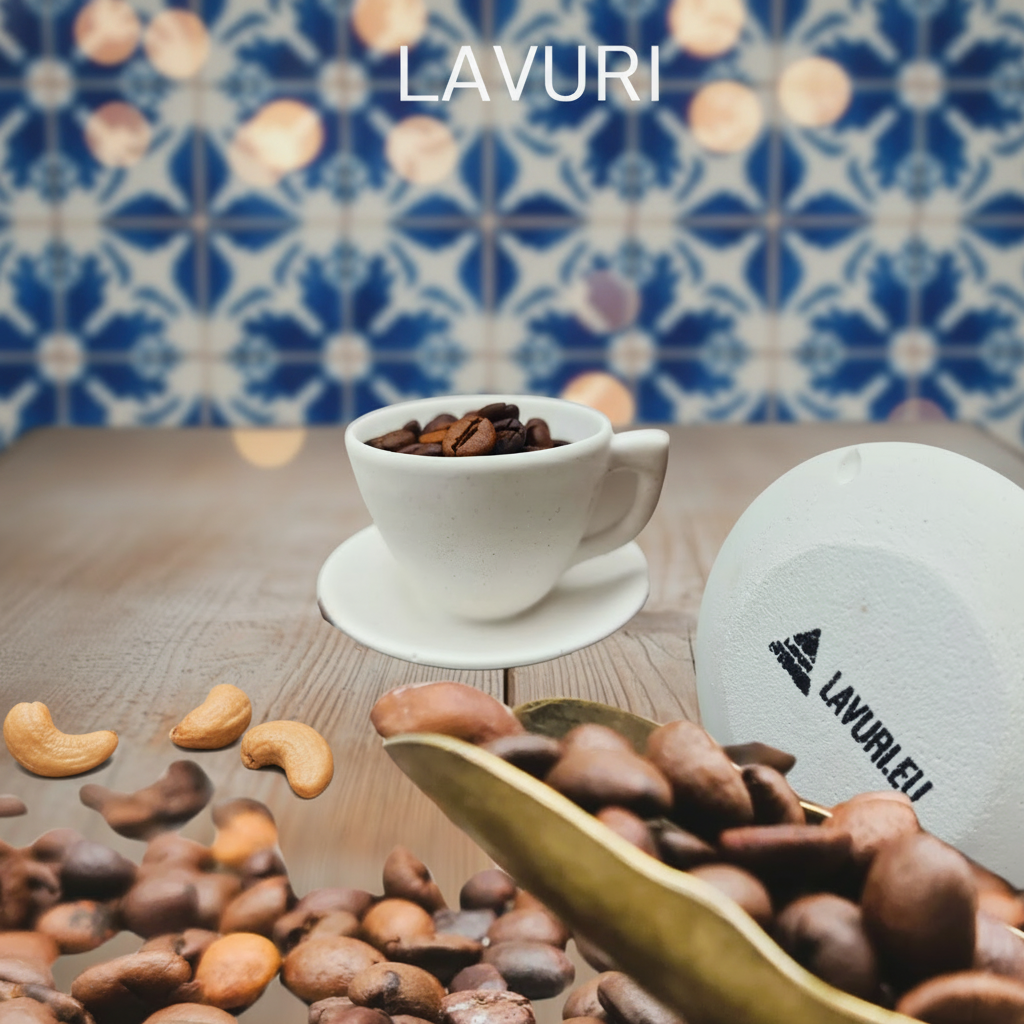 Kubek LAVURI ESPRESSO na solidnym spodku, przeznaczony na świece z wosku, piasek świecowy/perłowy wosk, świecznik na świece stołowe oraz dekorację; dostępny także w wersjach świec zapachowych.
