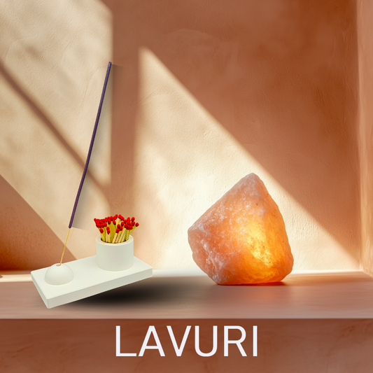 LAVURI® Pure Calm SET mit 20 Lavendel Räucherstäbchen mit Tablot inkl. Streichhölzer, handgefertigt, persönlich verpackt