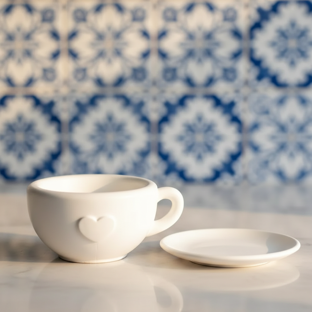 LAVURI Cappuccino-kop på underkop KUN til vokslys, lysesand / perlevoks, tørrede blomster, dekorationer og som duftlysvarianter