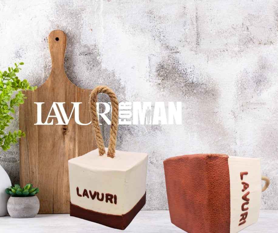Dörrstopp med läderram och handtag av hamparep, handgjuten keramik med en stilren design, konstnärlig heminredning för inredningsälskare