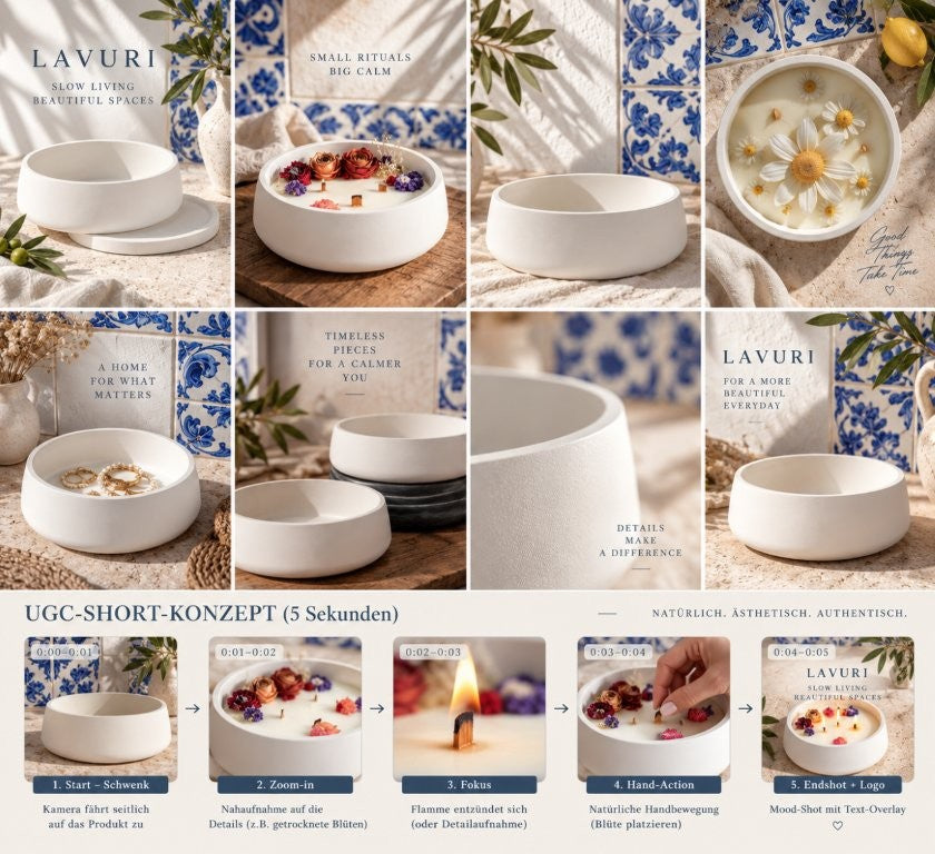 LAVURI Milano 186 – håndlavet dekorationsskål, brødkurv, DIY-lys