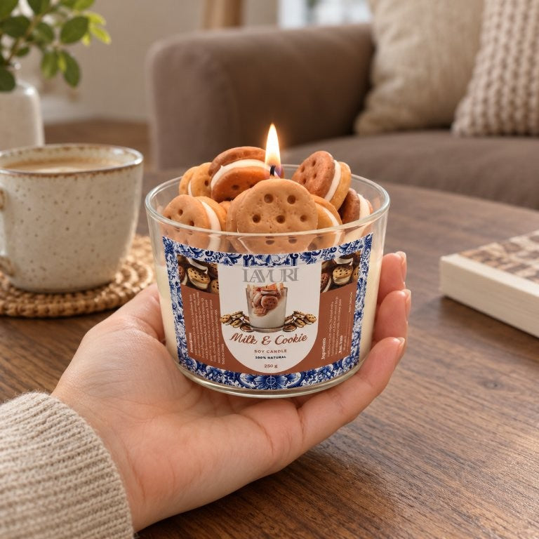 LAVURI MILK & Cookie – Candela gourmand di soia artigianale