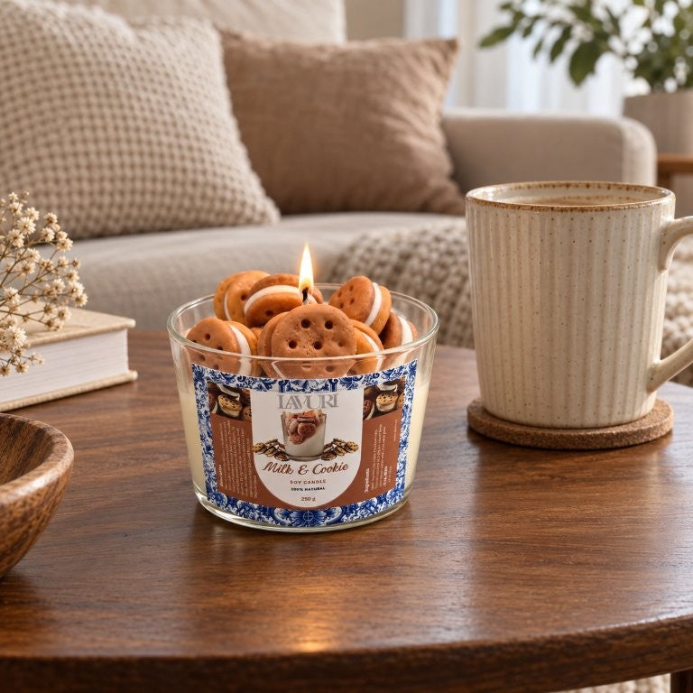 LAVURI MILK & Cookie – Candela gourmand di soia artigianale