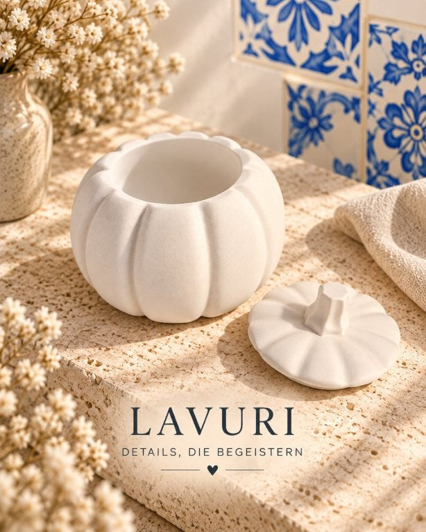 LAVURI Pumpkin Pot + lock – handgjord dekorationsbehållare, DIY-kruka + lock