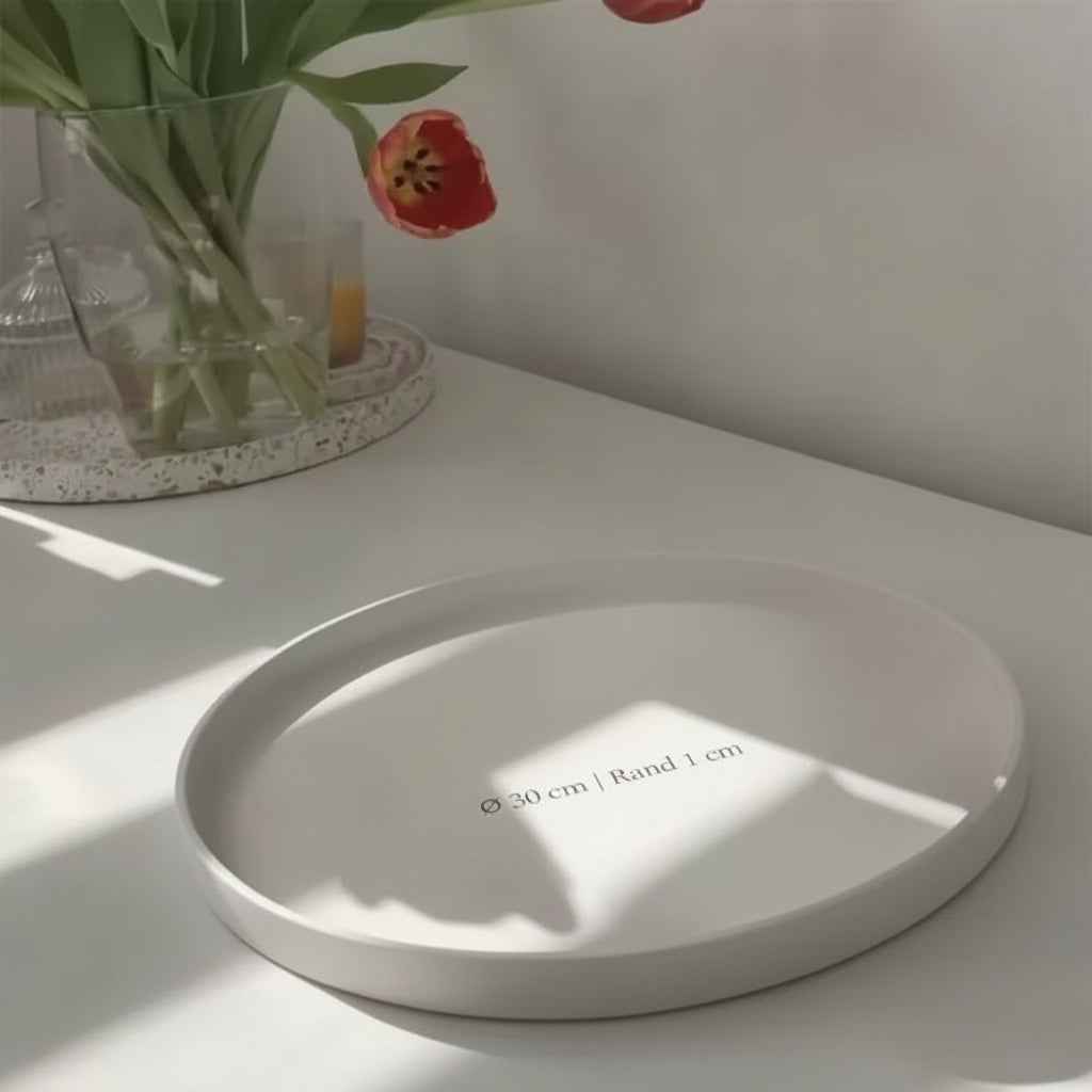 ROMA L Deco Plate – 30cm with 2cm height, handmade poured ceramic tray, perfect as a decorative Plate / Tray for dry utensils or bread, cookies