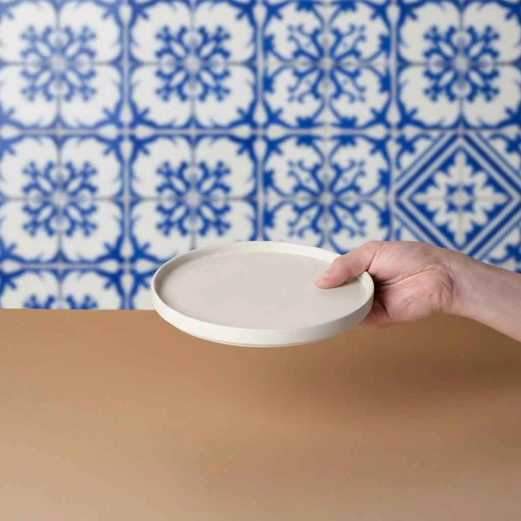 ROMA M Deco Plate – 25cm with 2cm height, handmade poured ceramic tray, perfect as a decorative Plate / Tray for dry utensils or bread, cookies