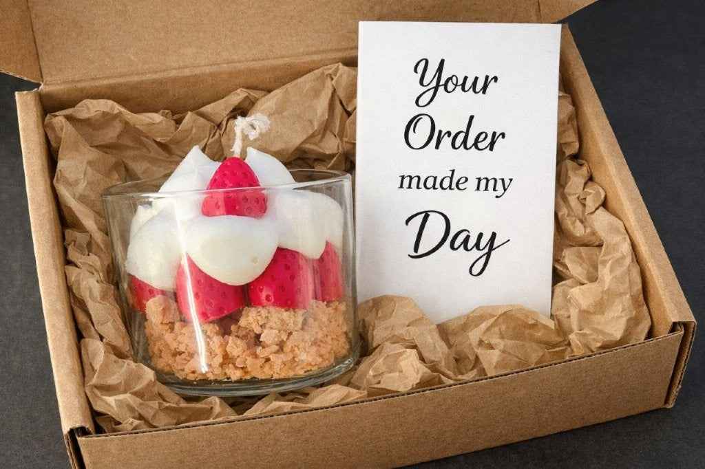 LAVURI Strawberry Cheese Cake Gourmet Dessert Candle, Soy Wax foam & detailed decorated, vegan bio from Europe, handmade in Portugal