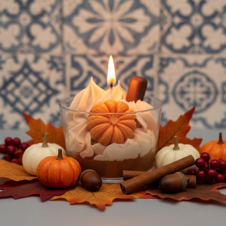 LAVURI Spicy Pumpkin CUP — handmade soy dessert candle in glass, Portugal