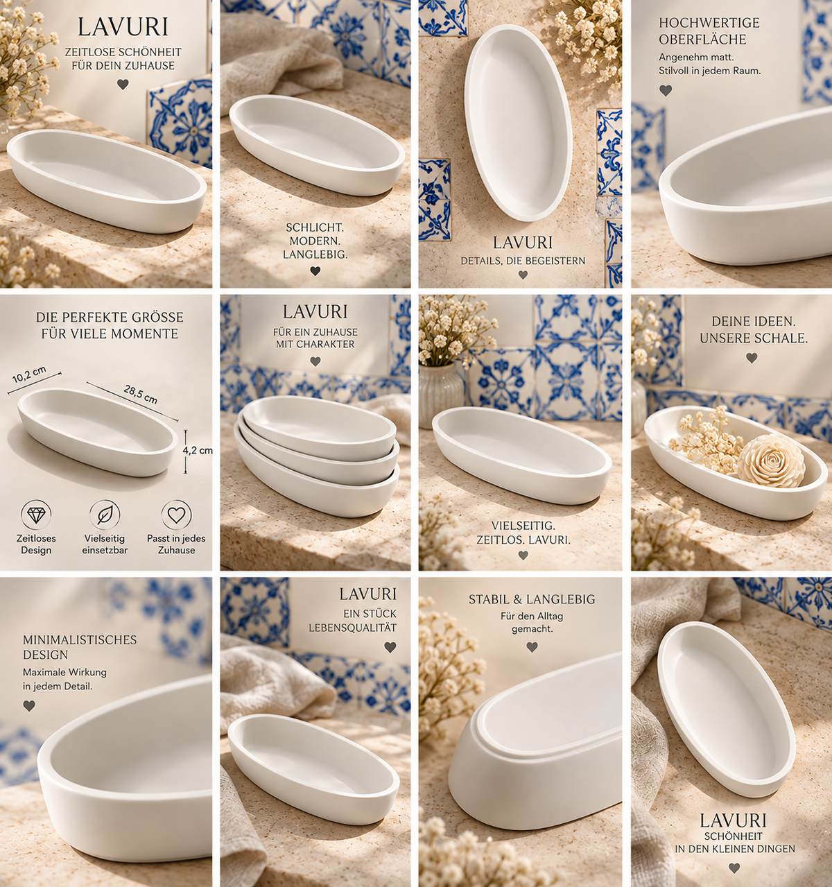 LAVURI La Gondola – bandeja decorativa artesanal, cuenco DIY