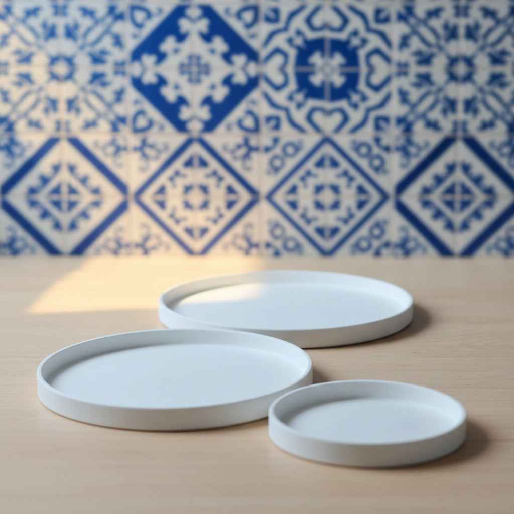 ROMA M Deco Plate – 25cm with 2cm height, handmade poured ceramic tray, perfect as a decorative Plate / Tray for dry utensils or bread, cookies