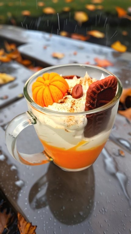 LAVURI® Spricy Pumpkin Soja Wachs Duftkerze biologisch vegan Herbst Geschenk detaillierte Verzierungen wiederverwendbar Henkel Glas handmade