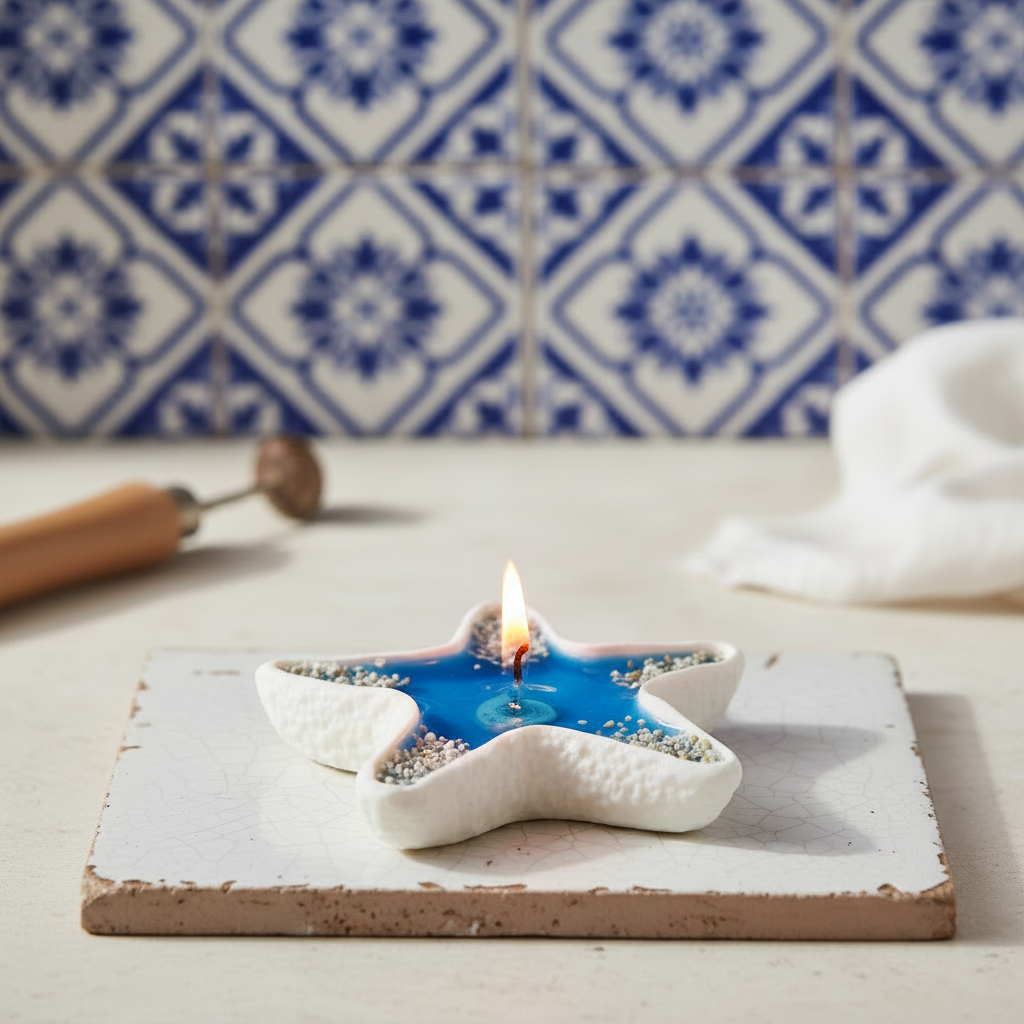 LAVURI® StarFish - decoratieve schaalkaars voor kaarsenzand, parelwas, sieraden of noten, exclusief wit, decoratief dienblad