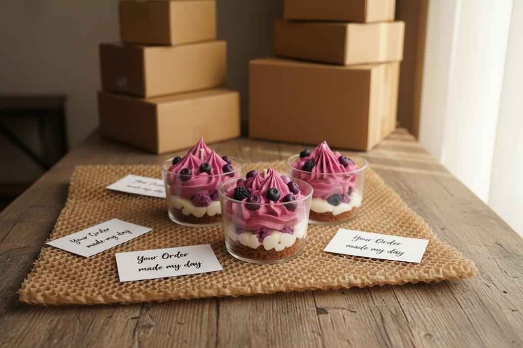 LAVURI Wild Berry Cream CUP – wykwintna świeca deserowa, wosk sojowy, ręcznie ubita pianka i staranne dekoracje, wegańska, ekologiczna, z Europy, ręcznie wykonana