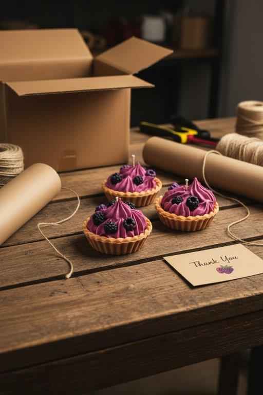 LAVURI Wild Berry Tart-ljus - Gourmetljus med kakutseende, vispad grädde och konstgjorda bär