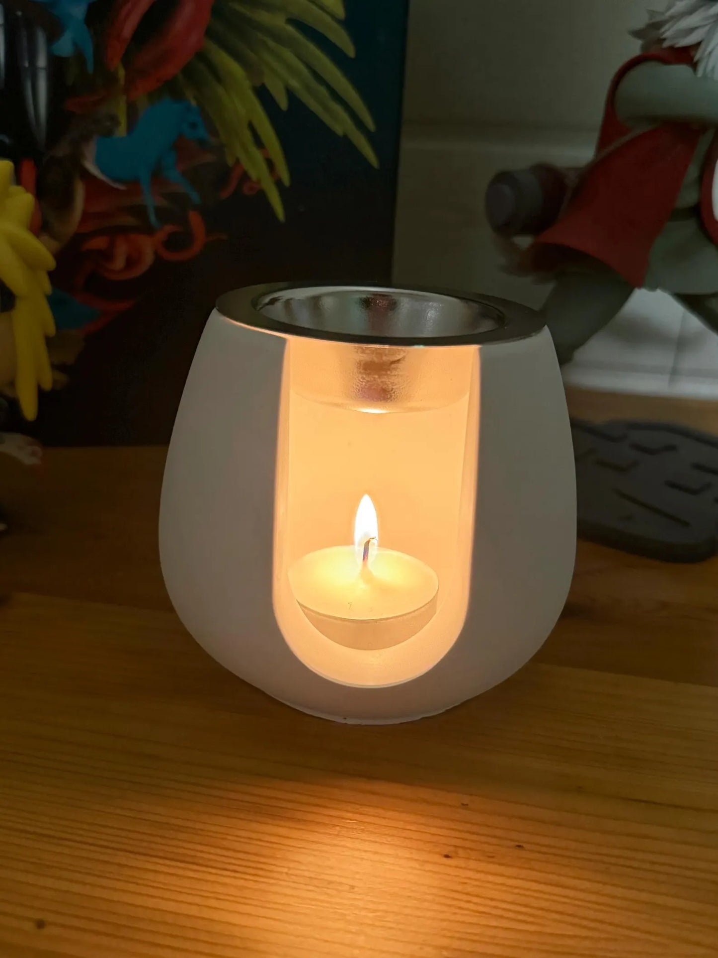 LAVURI® Wachs- Schmelzer Melter aus Giesskeramik Teelicht + Metaltigel weiss Wax- Melts