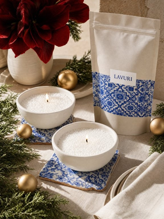 LAVURI Piasek do świec 1500g – Zestaw DIY z perełkowym woskiem