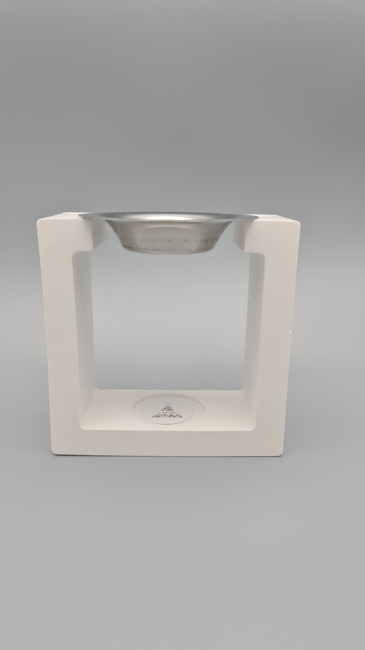 LAVURI® SQUARE Wachs- Schmelzer Melter aus Giesskeramik Teelicht + Metaltigel weiss Wax- Melts