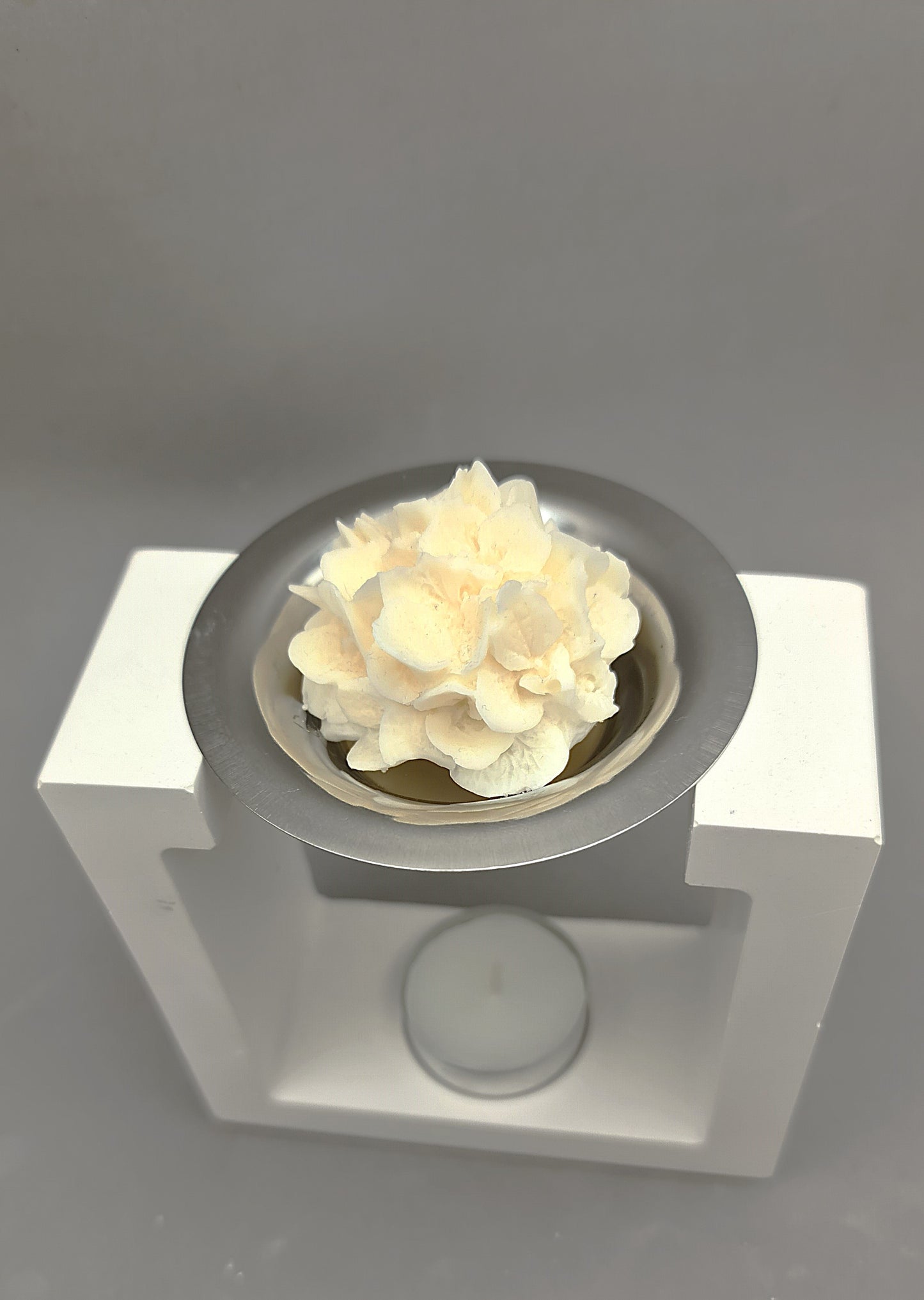 LAVURI® SQUARE Wachs- Schmelzer Melter aus Giesskeramik Teelicht + Metaltigel weiss Wax- Melts