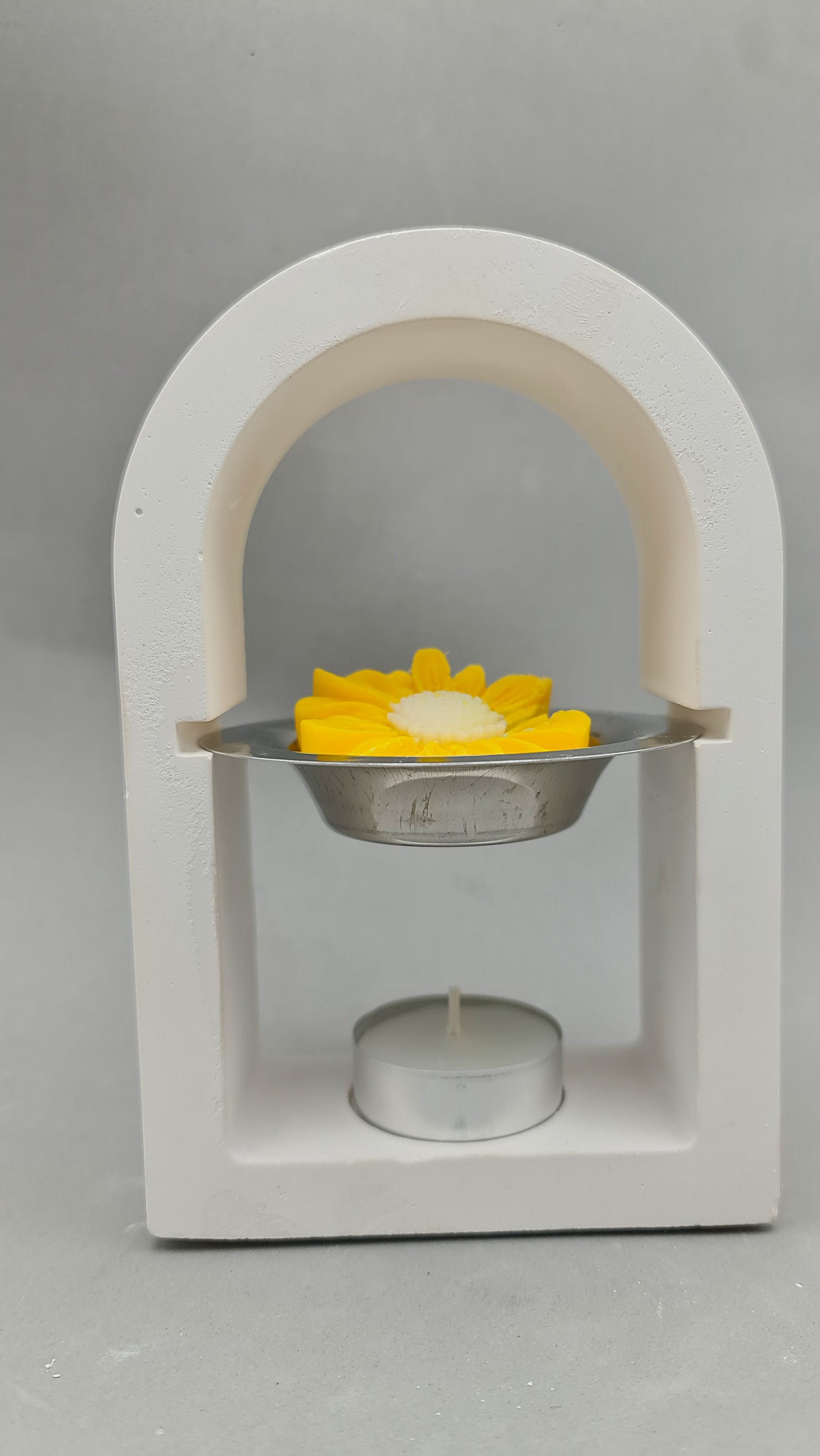 LAVURI® ARCH Wachs- Schmelzer Melter aus Giesskeramik Teelicht + Metaltigel weiss Wax- Melts