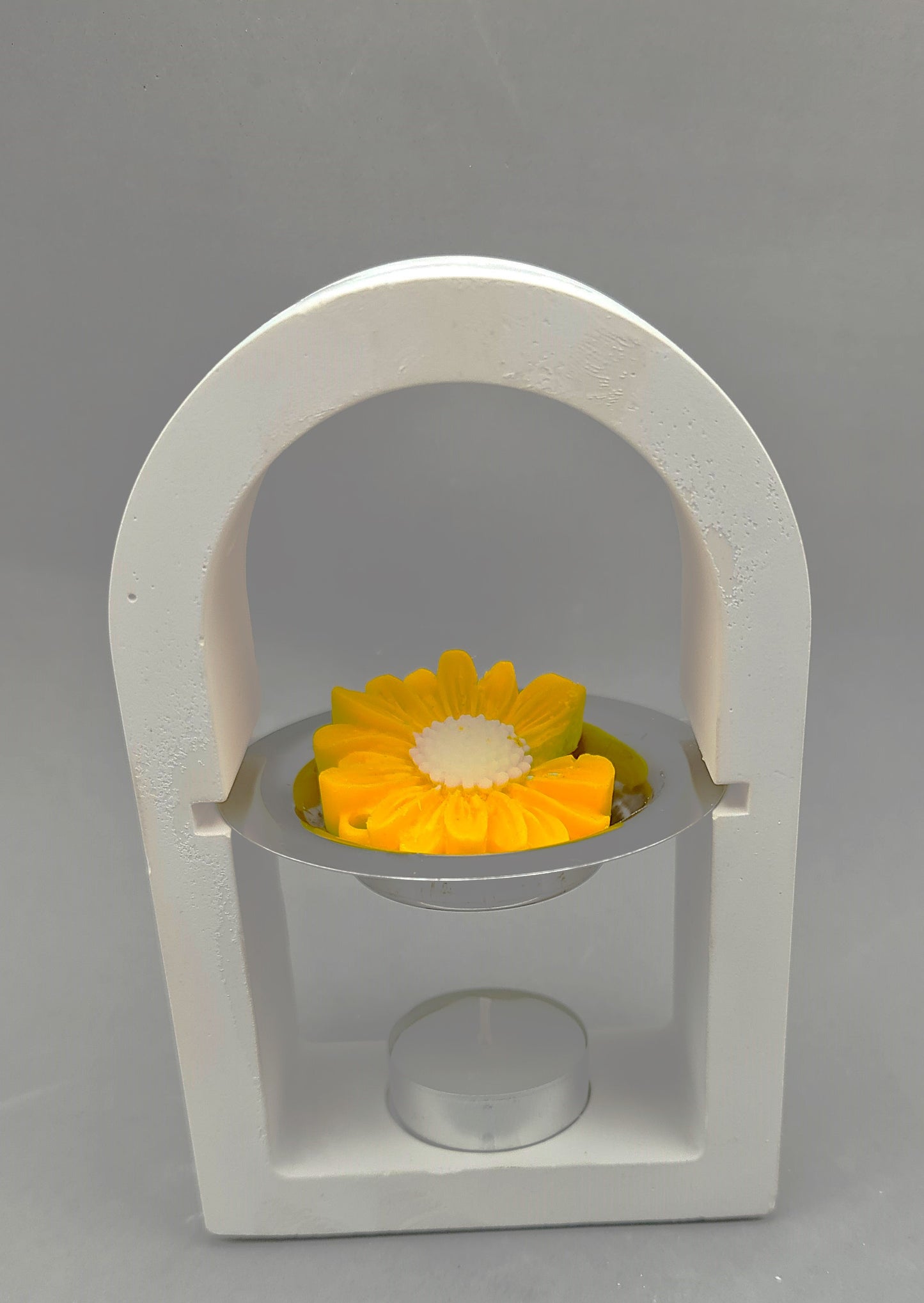 LAVURI® ARCH Wachs- Schmelzer Melter aus Giesskeramik Teelicht + Metaltigel weiss Wax- Melts