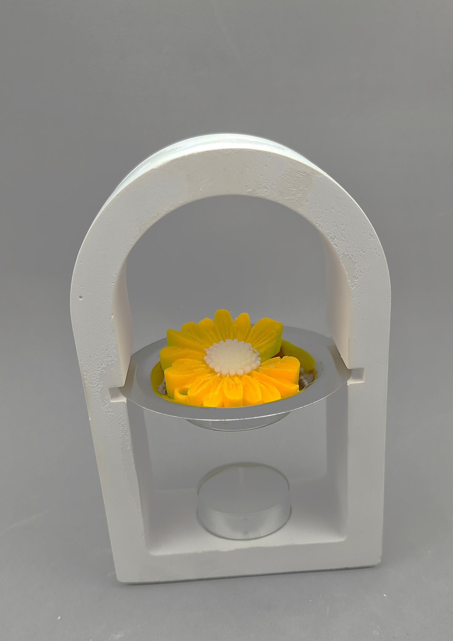 LAVURI® ARCH Wachs- Schmelzer Melter aus Giesskeramik Teelicht + Metaltigel weiss Wax- Melts