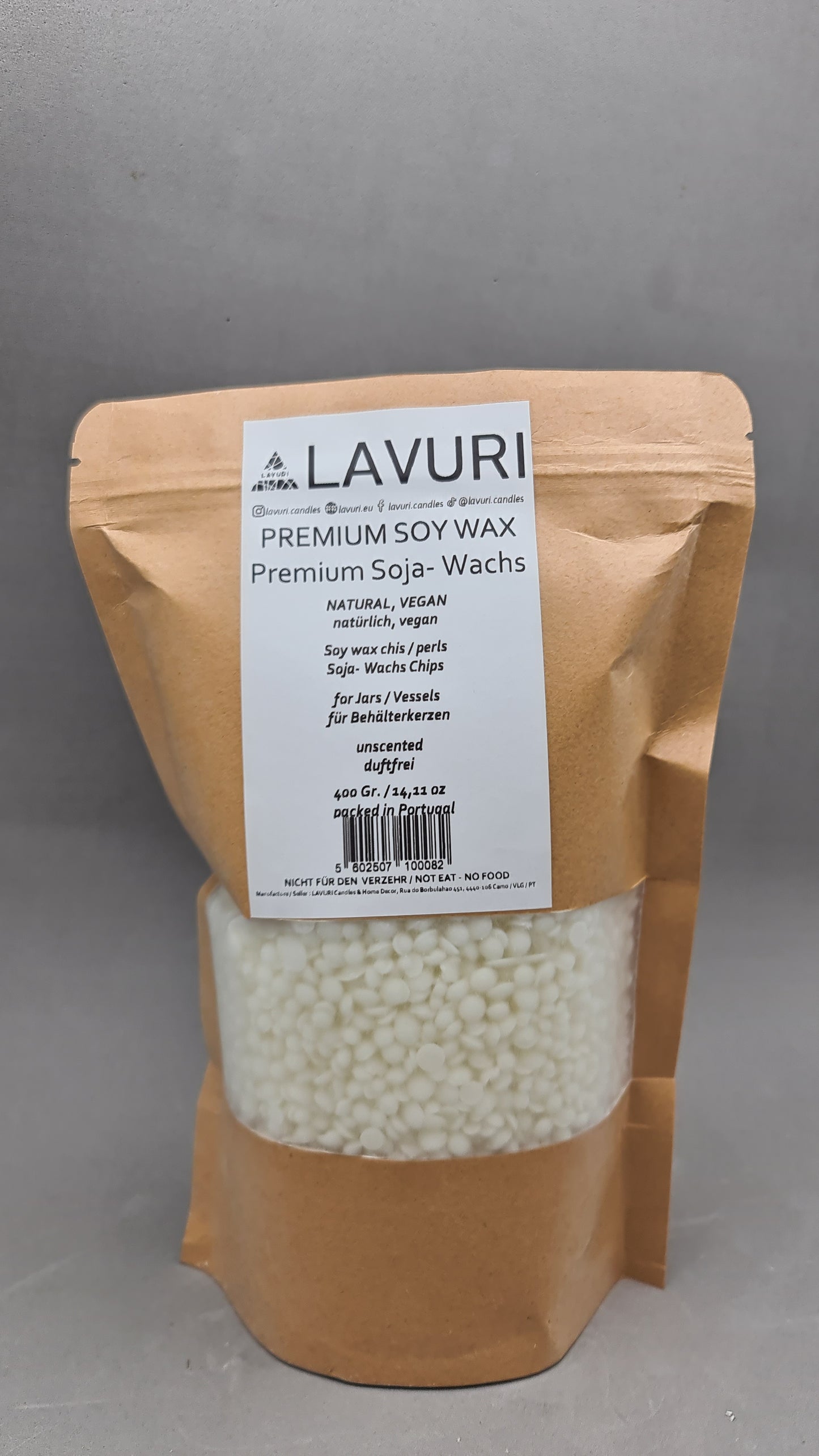 LAVURI® Soja- Kerzenwachs für eigene Kerzenherstellung, DIY, Kerze, 100% natürlich, vegan