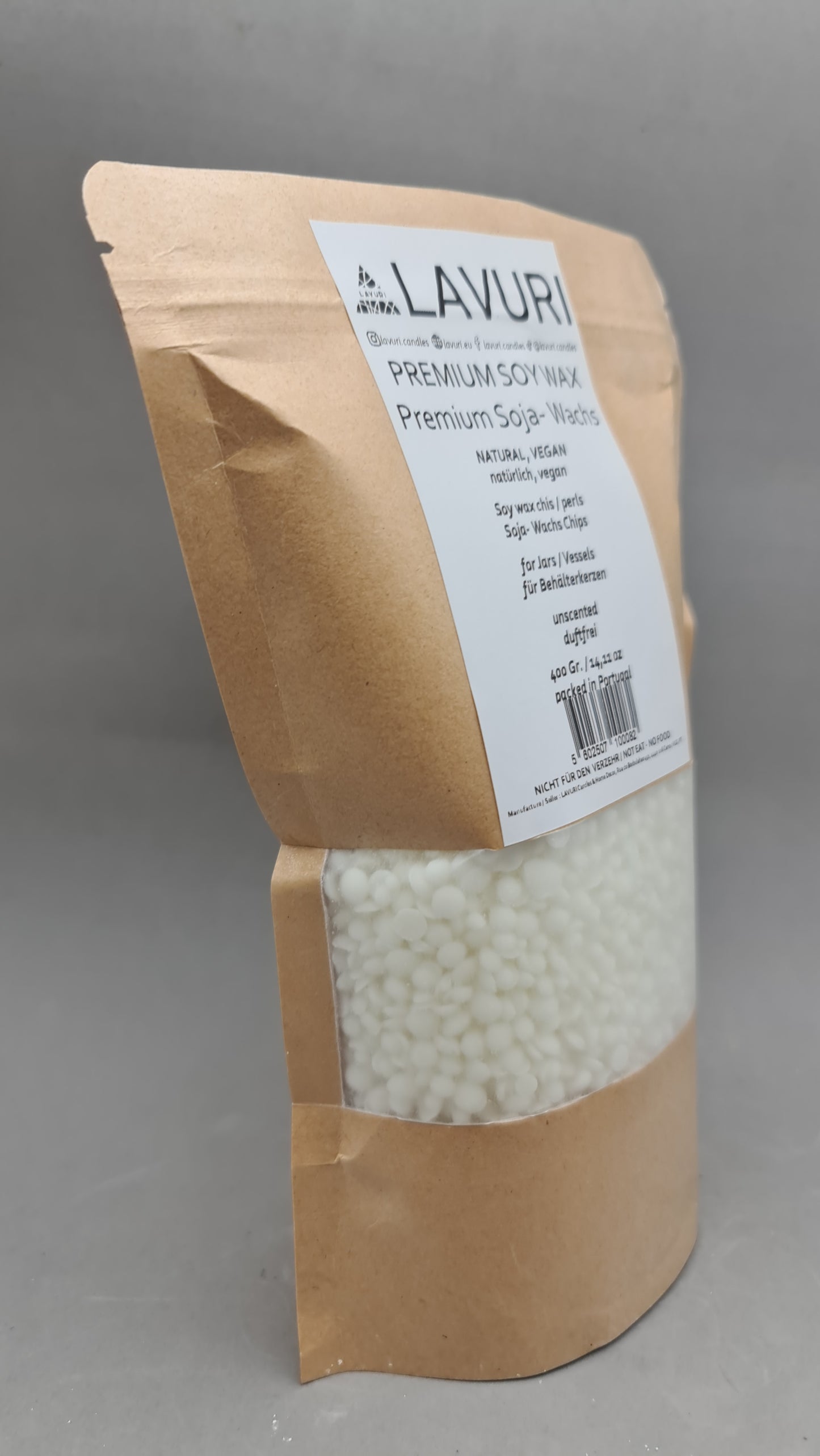 LAVURI® Soja- Kerzenwachs für eigene Kerzenherstellung, DIY, Kerze, 100% natürlich, vegan
