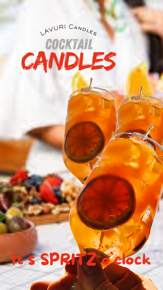 APEROL SPRITZ Cocktail Candle with "ICE" Cubes, Orange fresh scented and 100% natural soy wax