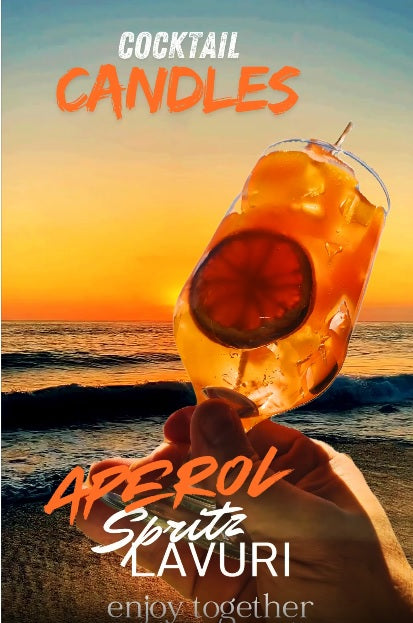 APEROL SPRITZ Cocktail Candle with "ICE" Cubes, Orange fresh scented and 100% natural soy wax