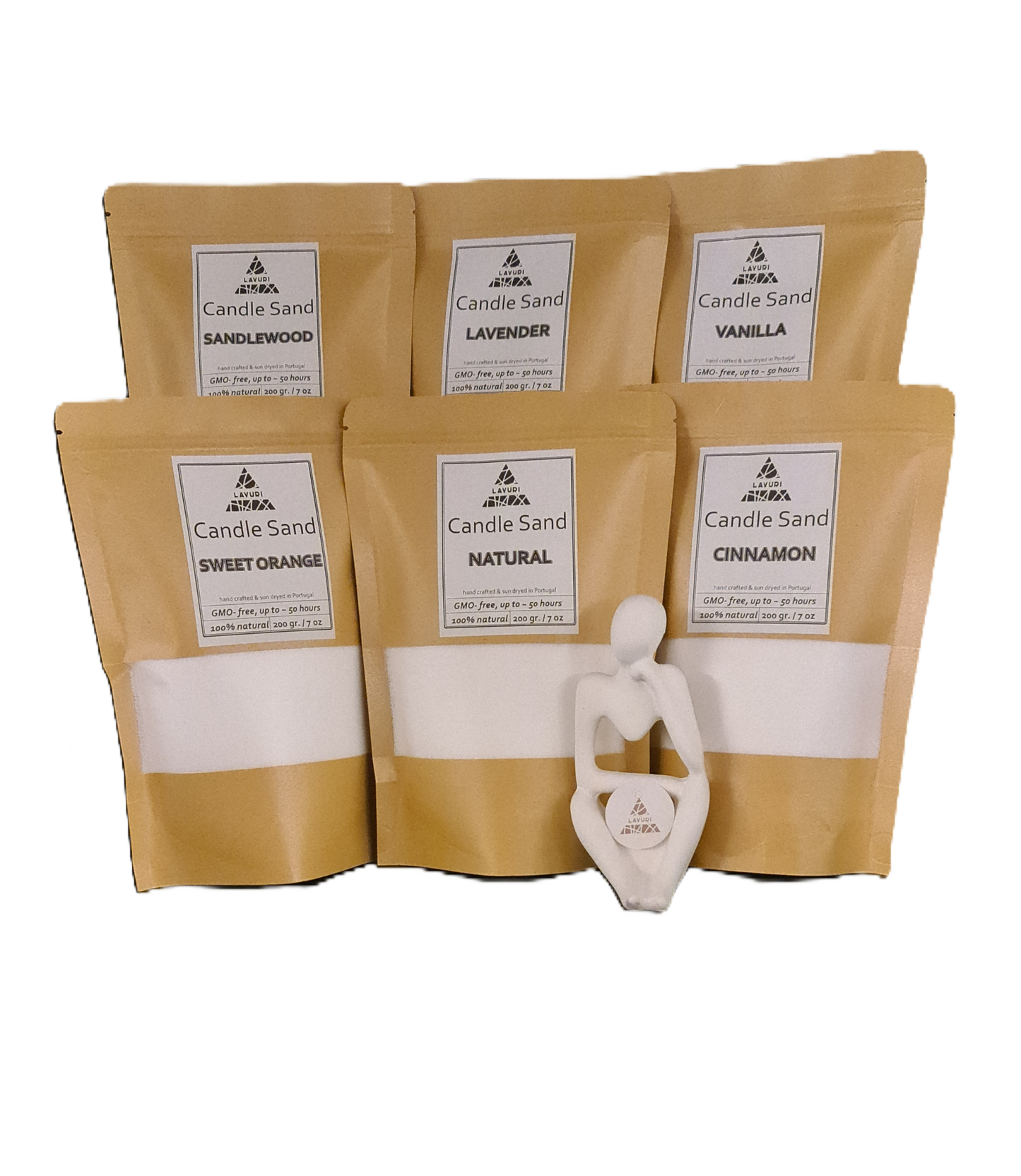 pearled Candle Sand wax, 100% natural, vegan, biological incl. wicks, 250g, NO paraffins, white, PET friendly, saver and durable as confentional Candles